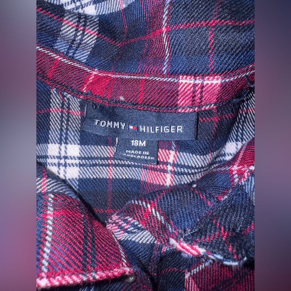 Tommy Hilfiger Girls Plaid Button Up Top Size 18 Months - Picture 3 of 4